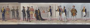 Fragment panoramy ślubu królowej Wiktorii, ok. 1840 r. (akwatinta ręcznie kolorowana) autorstwa English School