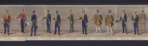Fragment panoramy ślubu królowej Wiktorii, ok. 1840 r. (akwatinta ręcznie kolorowana) autorstwa English School