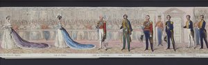 Fragment panoramy ślubu królowej Wiktorii, ok. 1840 r. (akwatinta ręcznie kolorowana) autorstwa English School