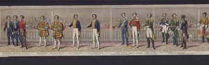 Fragment panoramy ślubu królowej Wiktorii, ok. 1840 r. (akwatinta ręcznie kolorowana) autorstwa English School