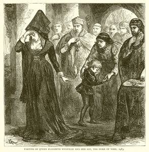 Rozstanie królowej Elżbiety Wydville i jej syna, księcia Yorku, 1483 autorstwa English School