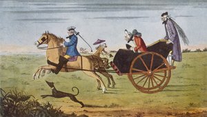 Pasażer w powozie konnym, „Autostrada i jej pojazdy...”, Hilaire Belloc autorstwa English School