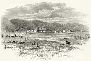 Peake Overland Telegraph Station, Australia Południowa, ok. 1880, z "Australian Pictures" Howarda Willoughby