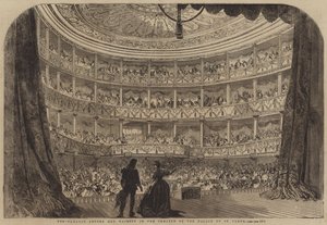 Przedstawienie przed Jej Wysokością w teatrze Pałacu St Cloud (rycina) autorstwa English School