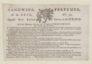 Perfumy, Sangwine, karta handlowa autorstwa English School