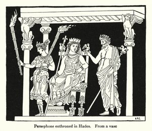 Persefona na tronie w Hadesie (lit) autorstwa English School