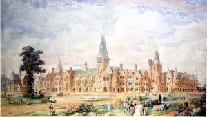 Projekt perspektywiczny dla szkoły lub uczelni, ok.1865 autorstwa English School