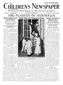 Piotruś Pan tak młody jak zawsze, pierwsza strona "Gazety Dziecięcej", styczeń 1935 (papier gazetowy)