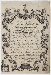Pewterer, John Kenrick, karta handlowa autorstwa English School
