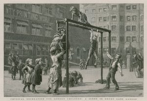 Rekreacja ruchowa dla londyńskich dzieci: scena w Drury Lane Garden autorstwa English School