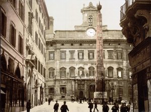 Piazza di Monte Citorio, Rzym (zdjęcie ręcznie kolorowane) autorstwa English School