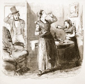 Malownicze szkice Londynu: The Lodging House, z The Illustrated London News, 1849 autorstwa English School