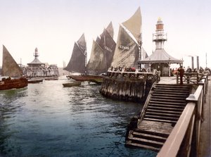 Pier Head II, Lowestoft (zdjęcie ręcznie kolorowane) autorstwa English School