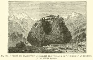 Pierre des Marmettes, narzutowy blok granitowy lub znalezisko w Monthey, w Dolnym Wallis autorstwa English School