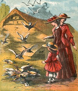 Gołębie przychodzą jeść kukurydzę autorstwa English School