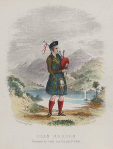 Piper z klanu Gordon, Szkocja (kolorowy grawerunek) autorstwa English School