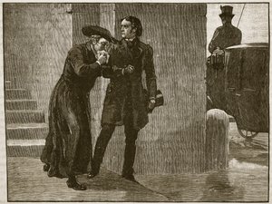 Pius IX opuszczający Watykan w przebraniu, 1848, ilustracja z Cassells Illustrated History of England (zdjęcie w sepii) autorstwa English School