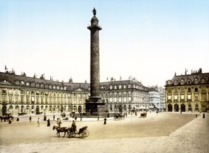 Place de la Colonne Vendome, Paryż (zdjęcie ręcznie kolorowane) autorstwa English School