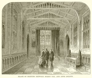 Miejsce spotkania Henryka VIII i Anny Boleyn autorstwa English School