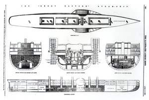 Plan i przekroje parowca Great Eastern, 1857 autorstwa English School