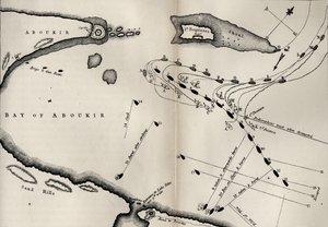 Plan bitwy nad Nilem, z „Życia Nelsona” Roberta Southeya (1774-1843) opublikowanego po raz pierwszy w 1813 r. (patrz także 234266) autorstwa English School