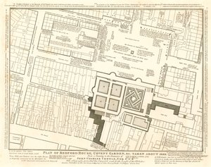 Plan Bedford House, Covent Garden, Londyn, wykonany około 1690 autorstwa English School