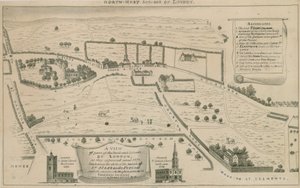 Plan północno-zachodnich przedmieść Londynu wokół St Giles in the Fields autorstwa English School