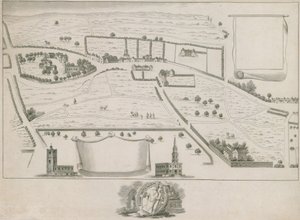 Plan północno-zachodnich przedmieść Londynu wokół St Giles in the Fields autorstwa English School