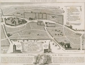 Plan północno-zachodnich przedmieść Londynu wokół St Giles in the Fields autorstwa English School