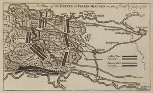 Plan bitwy pod Villinghausen, Niemcy, wojna siedmioletnia, 15-16 lipca 1761 autorstwa English School