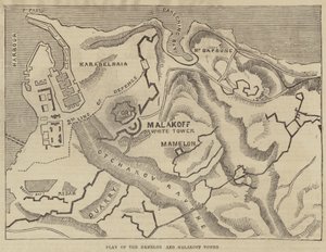 Plan wieży Mamelon i Malakoff (rycina) autorstwa English School