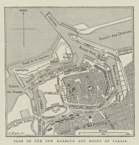 Plan nowego portu i doków w Calais (grawerowanie) autorstwa English School