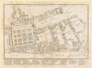 Plan Pałacu Whitehall, wykonany za panowania Karola II, 1680 autorstwa English School