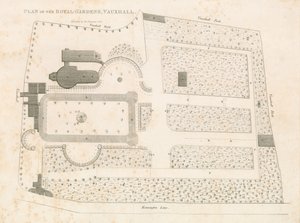 Plan ogrodów królewskich, Vauxhall, Londyn autorstwa English School