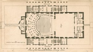Plan Teatru Królewskiego, Drury Lane, Londyn autorstwa English School