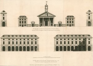 Plan wschodniej perspektywy kościoła St Pauls Church, Covent Garden i zachodniej perspektywy Covent Garden autorstwa English School
