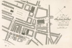 Plan teatrów Covent Garden w Londynie autorstwa English School