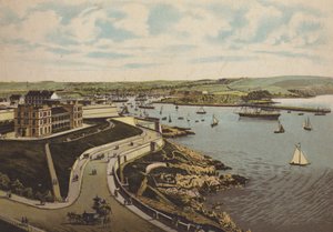 Plymouth: Instytut Biologiczny i Cattewater (kolor lito) autorstwa English School