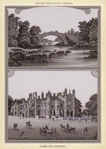 Pont-scallog-on-usg, Trecastle; Park Glanusk, Crickhowell (lito) autorstwa English School