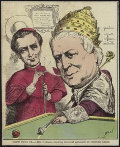 Papież Pius IX – Jego Świątobliwość ukazuje kardynałowi Antonellemu nieomylny kanonik