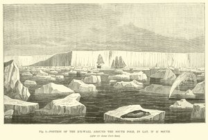 Część ściany lodowej wokół bieguna południowego, na szerokości geograficznej 78° 15 South autorstwa English School