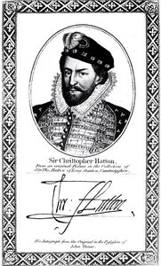 Portret i podpis Sir Christophera Hattona (1540-91)