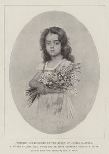 Portret na zamówienie królowej Angele Gastaud, małej nicejskiej dziewczynki, którą Jej Wysokość obserwowała podczas jazdy (lito) autorstwa English School