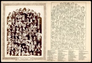 Montaż portretów, ok. 1910 r: Wybitne kobiety, literackie i historyczne (litografia) autorstwa English School
