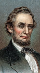Portrait of Abraham Lincoln - Portrait of Abraham Lincoln (1809-1865) 16. prezydent Stanów Zjednoczonych Ameryki - Z serii „Liderzy ludzi”” - Chromolitografia - Szkoła angielska, XX wiek - autorstwa English School