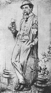 Portret Karola Dickensa (1812-70), z książki „Picie z Dickensem” autorstwa Cedrica Charlesa Dickensa autorstwa English School