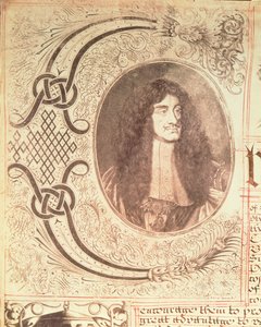 Portret Karola II z Karty Kompanii Zatoki Hudsona, 2 maja 1670 r. autorstwa English School