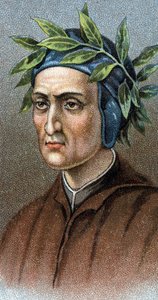 Portret DANTE ALIGHIERI (1265-1321) Włoski poeta - Z serii „Przywódcy ludzi”” - Chromolitografia - Szkoła angielska, XX wiek - autorstwa English School