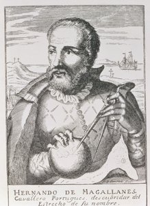 Эрнандо де Магалланесийн хөрөг (1480-1521 он) "Америкийн өгүүлэмж ба шүүмжлэлтэй түүх"-ээс Жусин Винсор найруулсан, Лондон, 1886 он autorstwa English School
