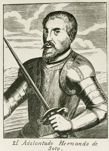 د هرناندو دي سوتو انځور (c.1496-1542) د امریکا د داستان او انتقادي تاریخ څخه، د جسټین وینسر لخوا ایډیټ شوی، لندن، 1886 پولی autorstwa English School